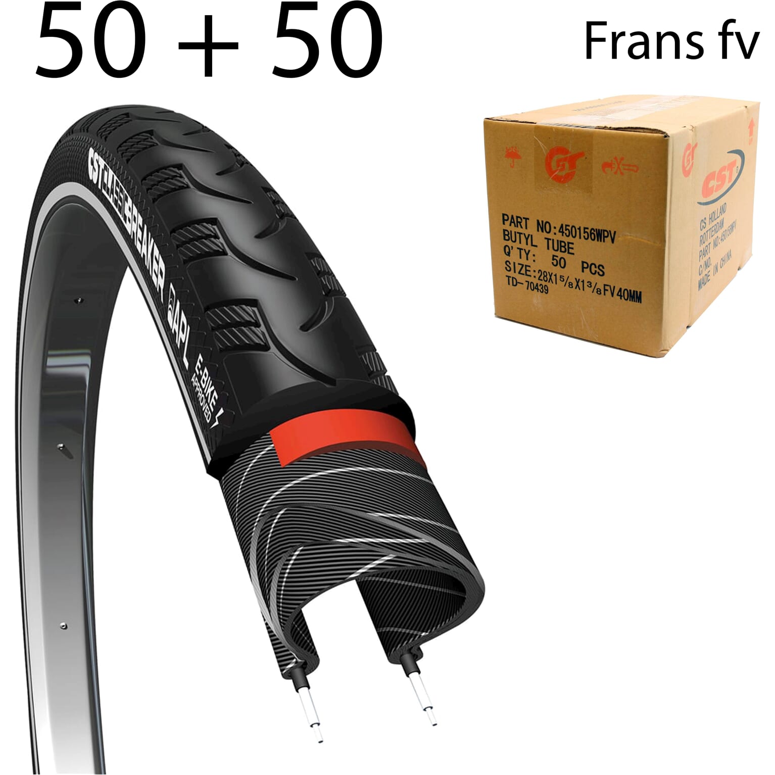 CST Buitenband Breaker 28 x 1.50 zwart refl + bnb FV 50x