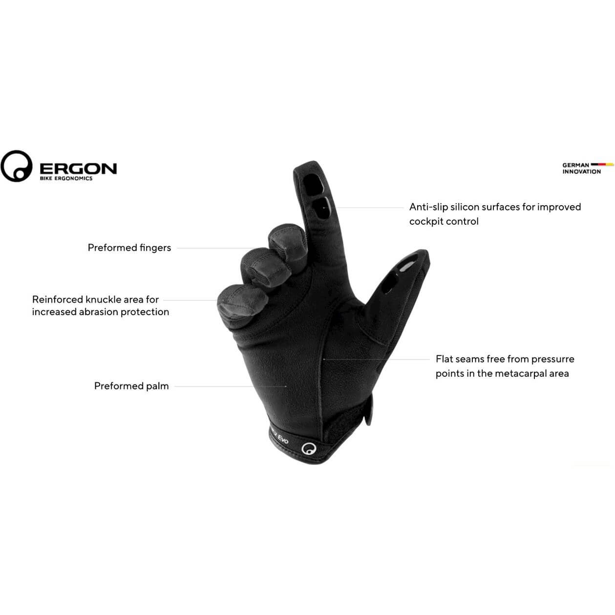 Ergon Handschoen HE2 Evo mt XS