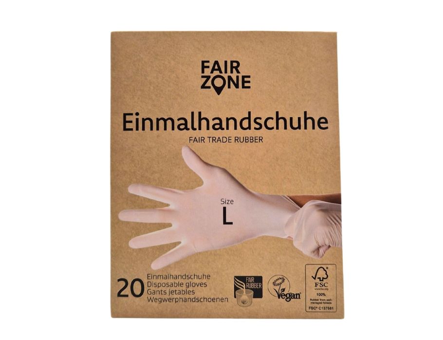 fairzone latex wegwerphandschoenen - maat l - 20 st