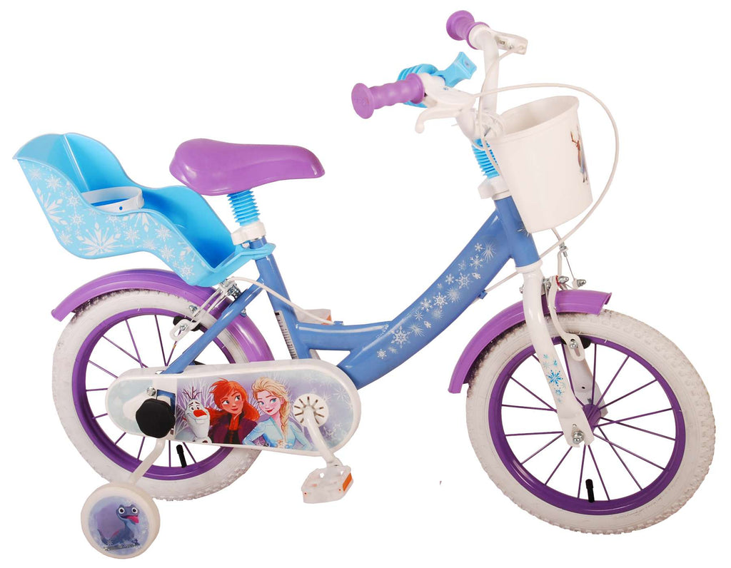 Disney Frozen 2 Kinderfiets - Meisjes - 14 inch - Blauw/Paars - Twee handremmen