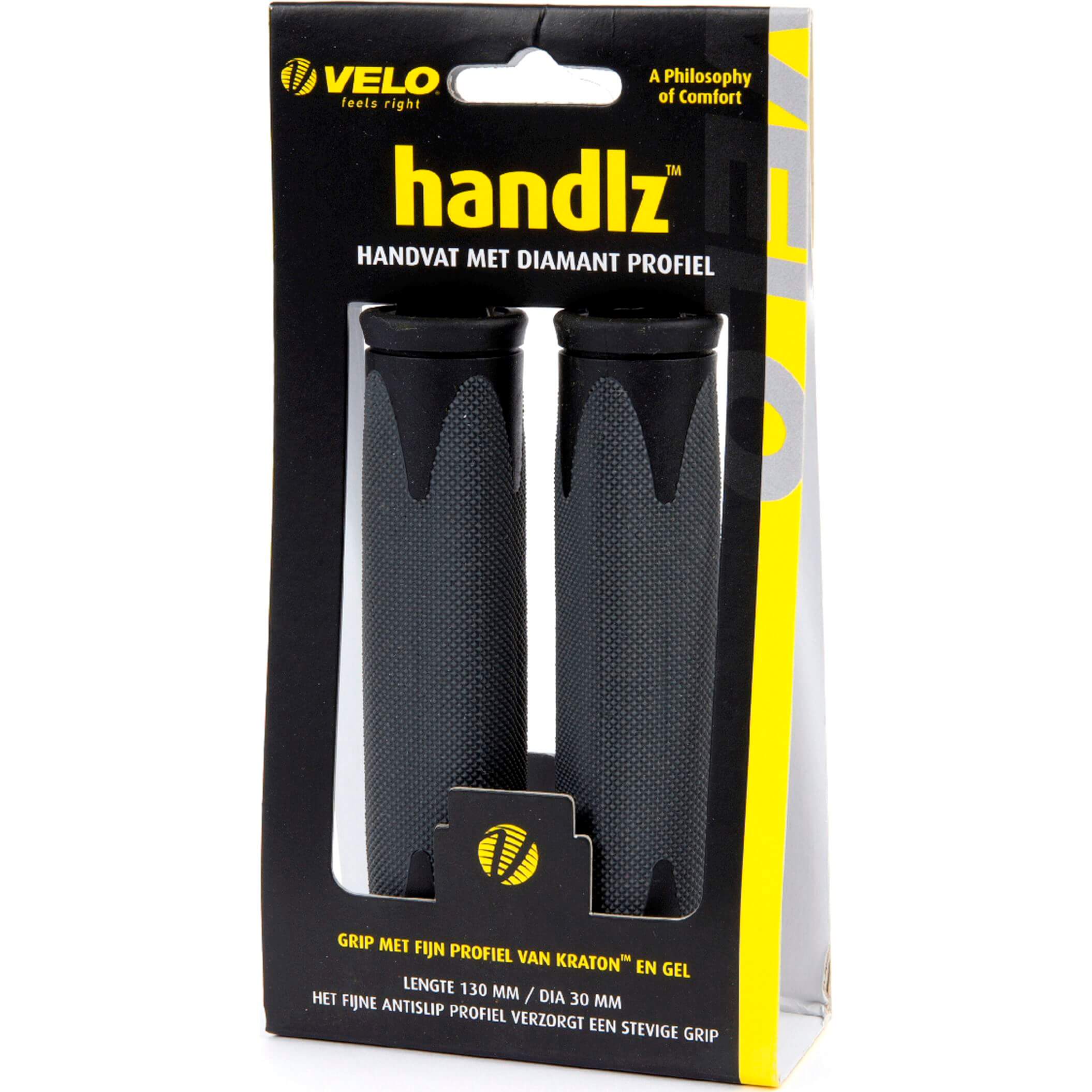Velo Handvat kraton gel.zwart grijs 2x130 op kaart