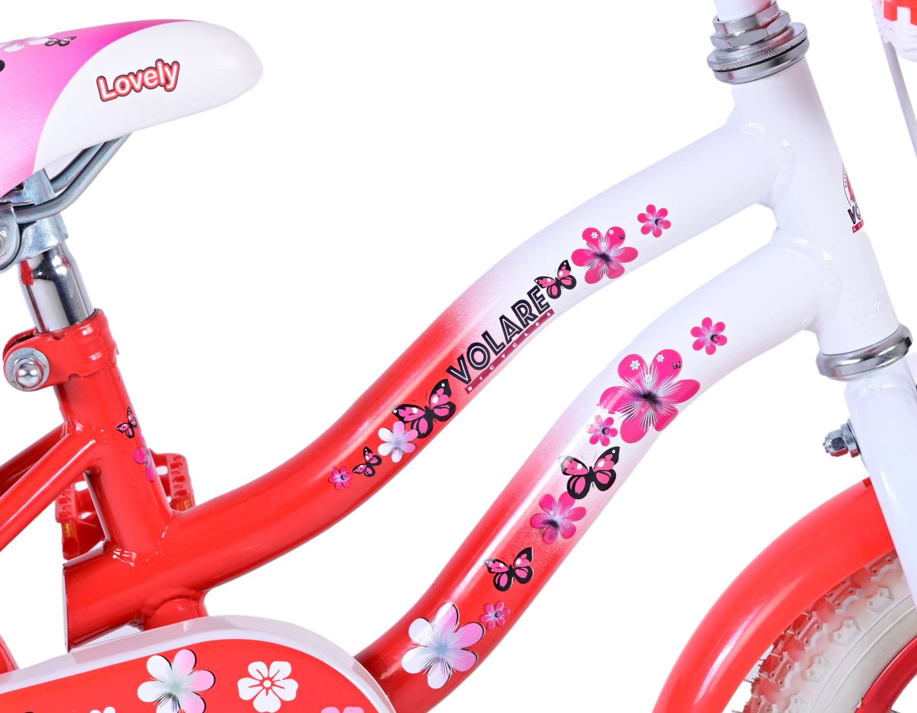 Volare Lovely Kinderfiets Meisjes 12 inch Rood Wit