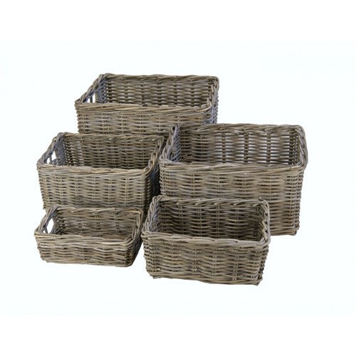 Dr rieten v-ager mand 45x35x25 grijs