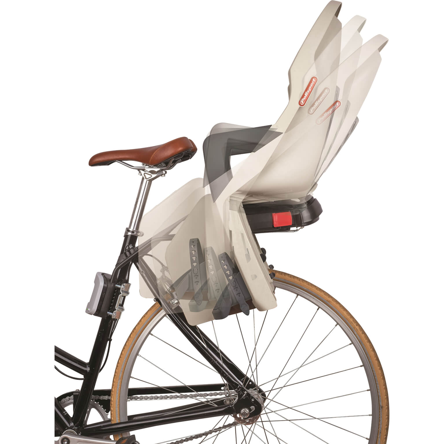 Polisport achterzitje Guppy frame bev. donker grijs