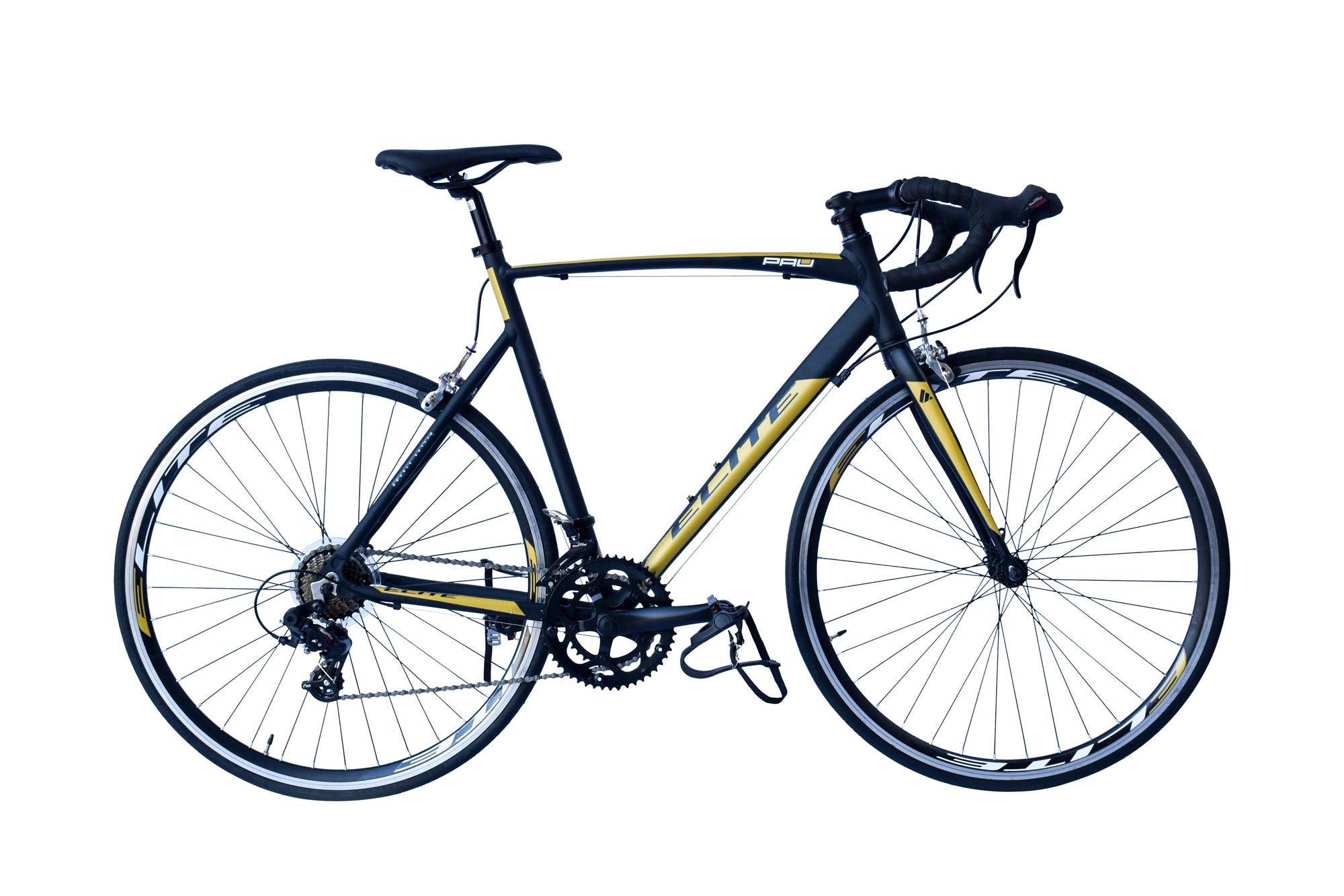 Shimano Pau H 56 cm Tourney 14 speed STI zwart okergeel