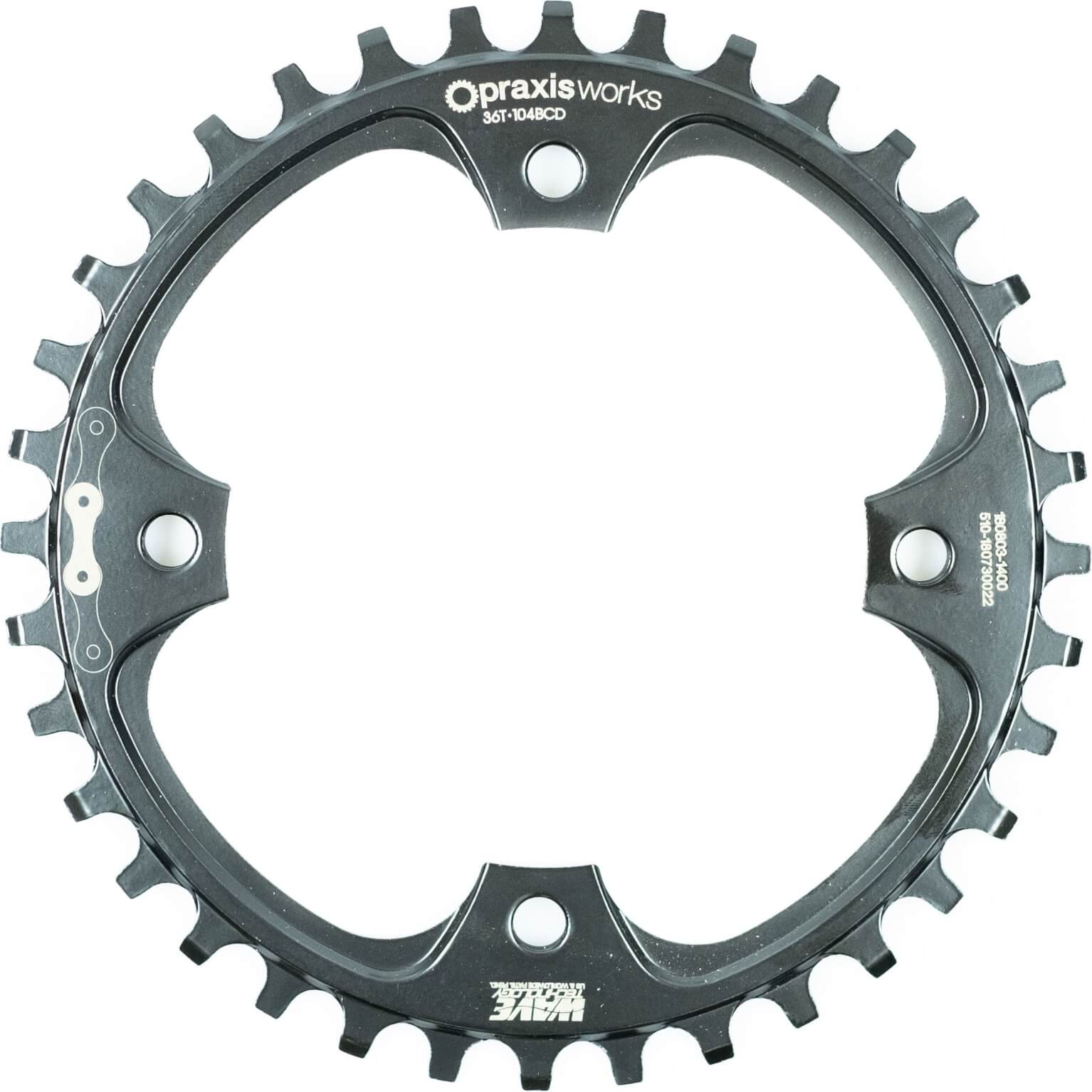 Praxis Kettingblad 1x E-Ring 104BCD M8 36t stl zwart