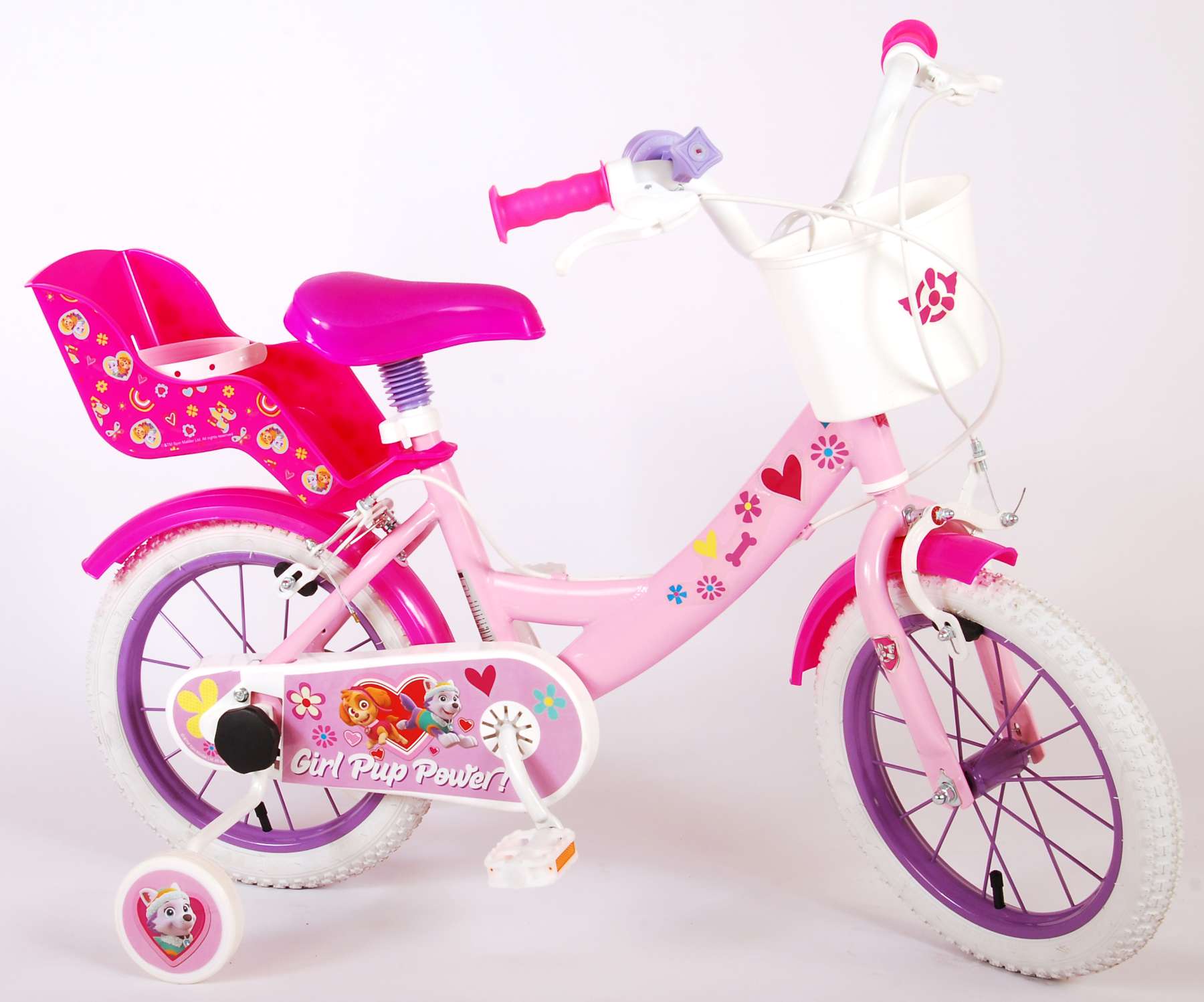 Paw patrol kinderfiets - meisjes - 14 inch - roze - twee handremmen