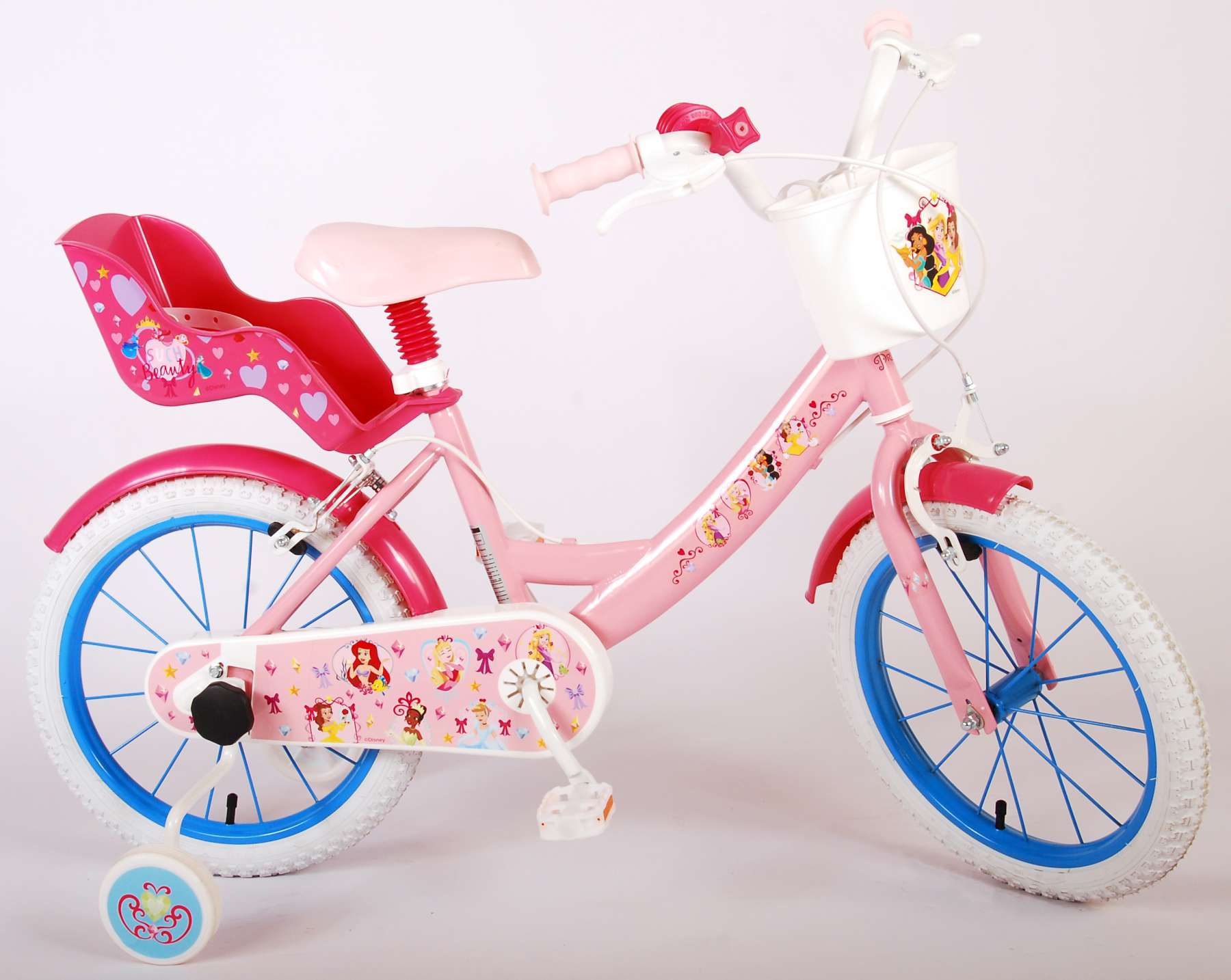 Disney Princess Kinderfiets - Meisjes - 16 inch - Roze/Blauw - Twee Handremmen