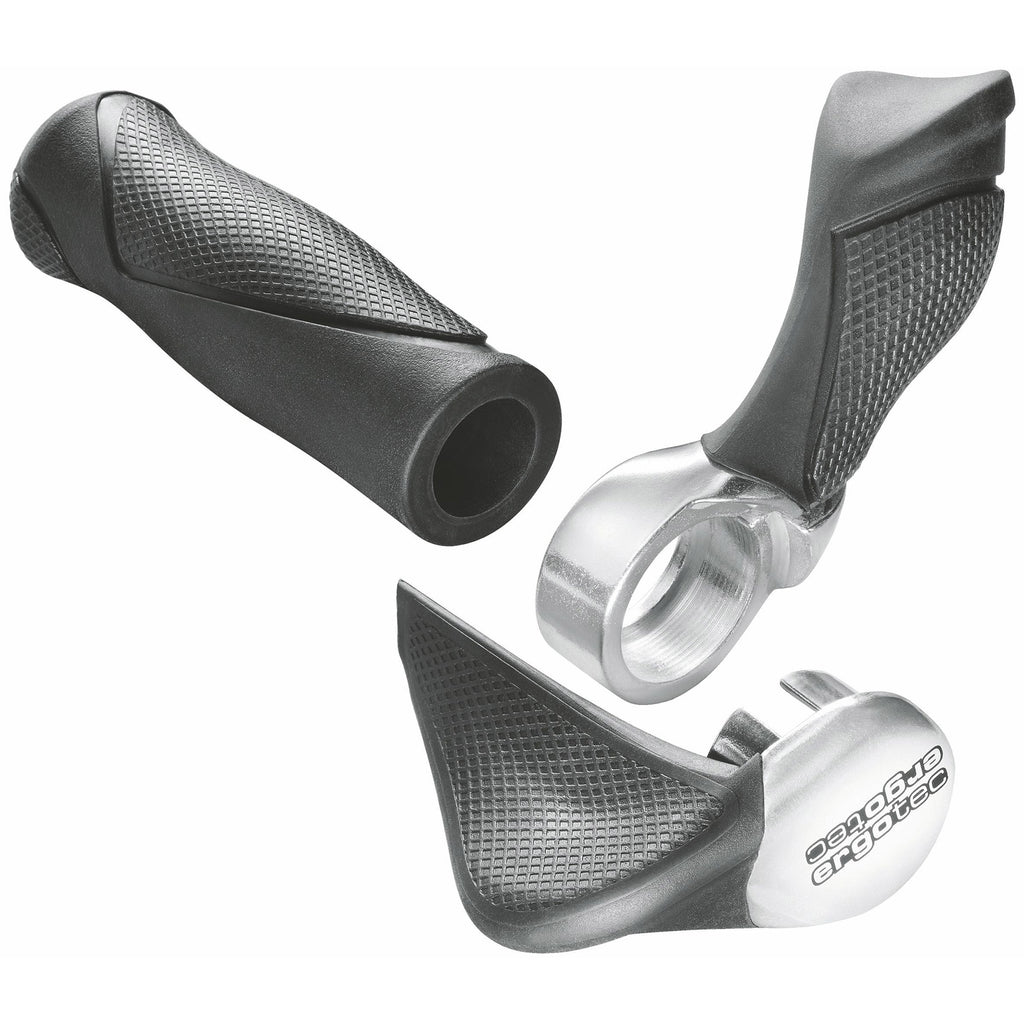 Ergotec handvatpaar mf2 small kraton aluminium 130+130 mm - zwart