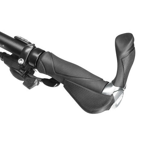 Ergotec handvatpaar mf2 small kraton aluminium 130+130 mm - zwart