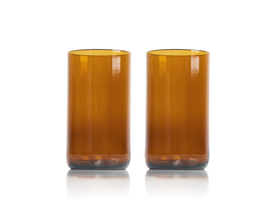 Rebottled Rebottled Glazen Cups 2-pack Bruin