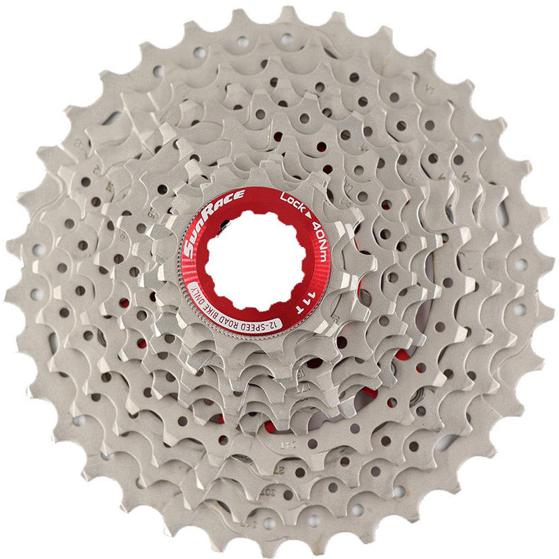 Sunrace cassette csrz800 12v 11-34t zilver rood