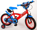 spider-man kinderfiets - jongens - 14 inch - rood blauw - twee handremmen