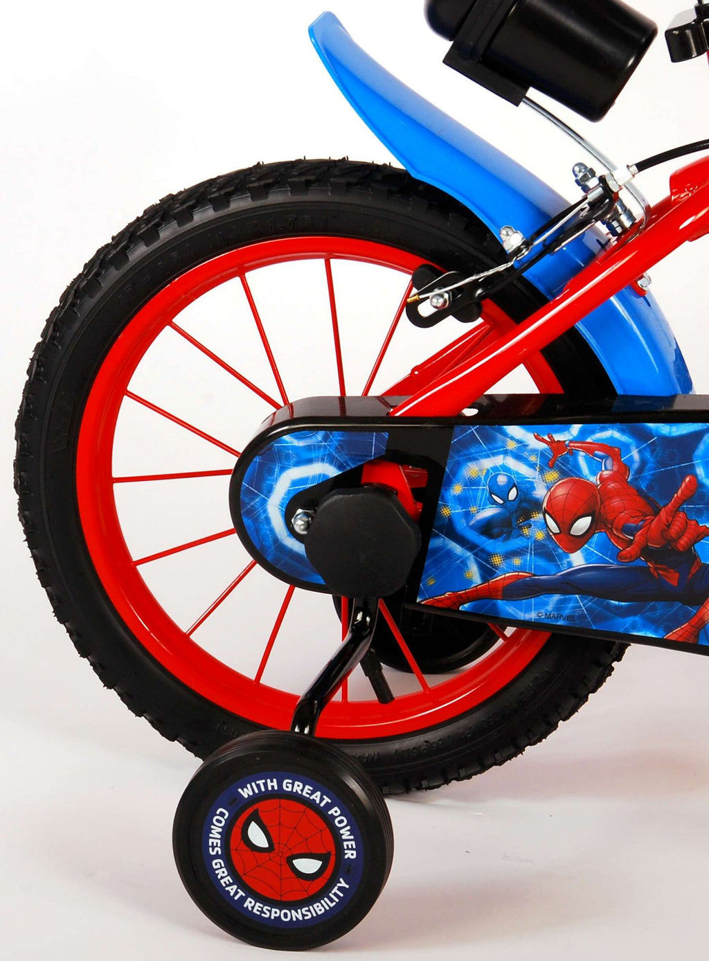 spider-man kinderfiets - jongens - 14 inch - rood blauw - twee handremmen