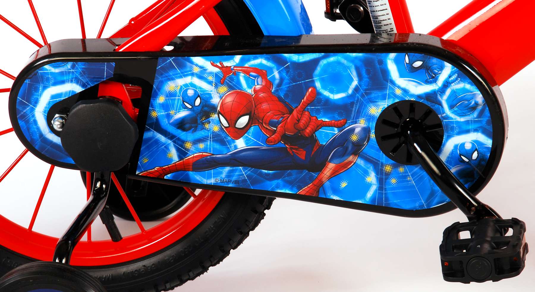 spider-man kinderfiets - jongens - 14 inch - rood blauw - twee handremmen