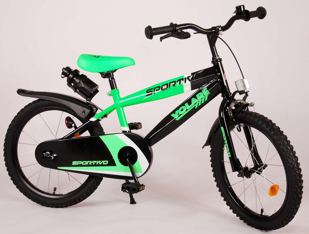 volare sportivo kinderfiets - jongens - 18 inch - neon groen zwart - 95% afgemonteerd