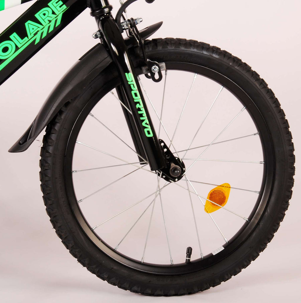 volare sportivo kinderfiets - jongens - 18 inch - neon groen zwart - 95% afgemonteerd