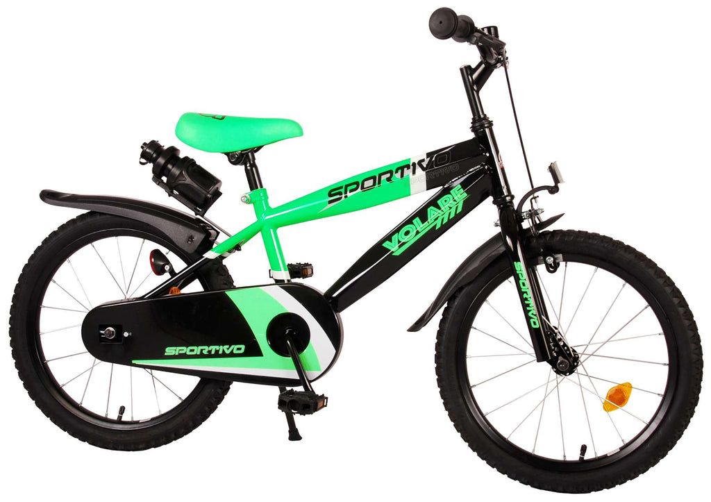volare sportivo kinderfiets - jongens - 18 inch - neon groen zwart - 95% afgemonteerd