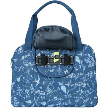 Basil Wanderlust Carry All Bag - blauwe fietshandtas met vogelprint - waterafstotend - 18L