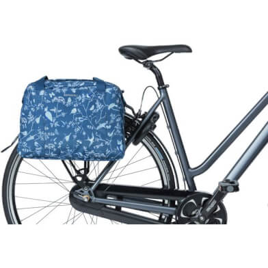 Basil Wanderlust Carry All Bag - blauwe fietshandtas met vogelprint - waterafstotend - 18L