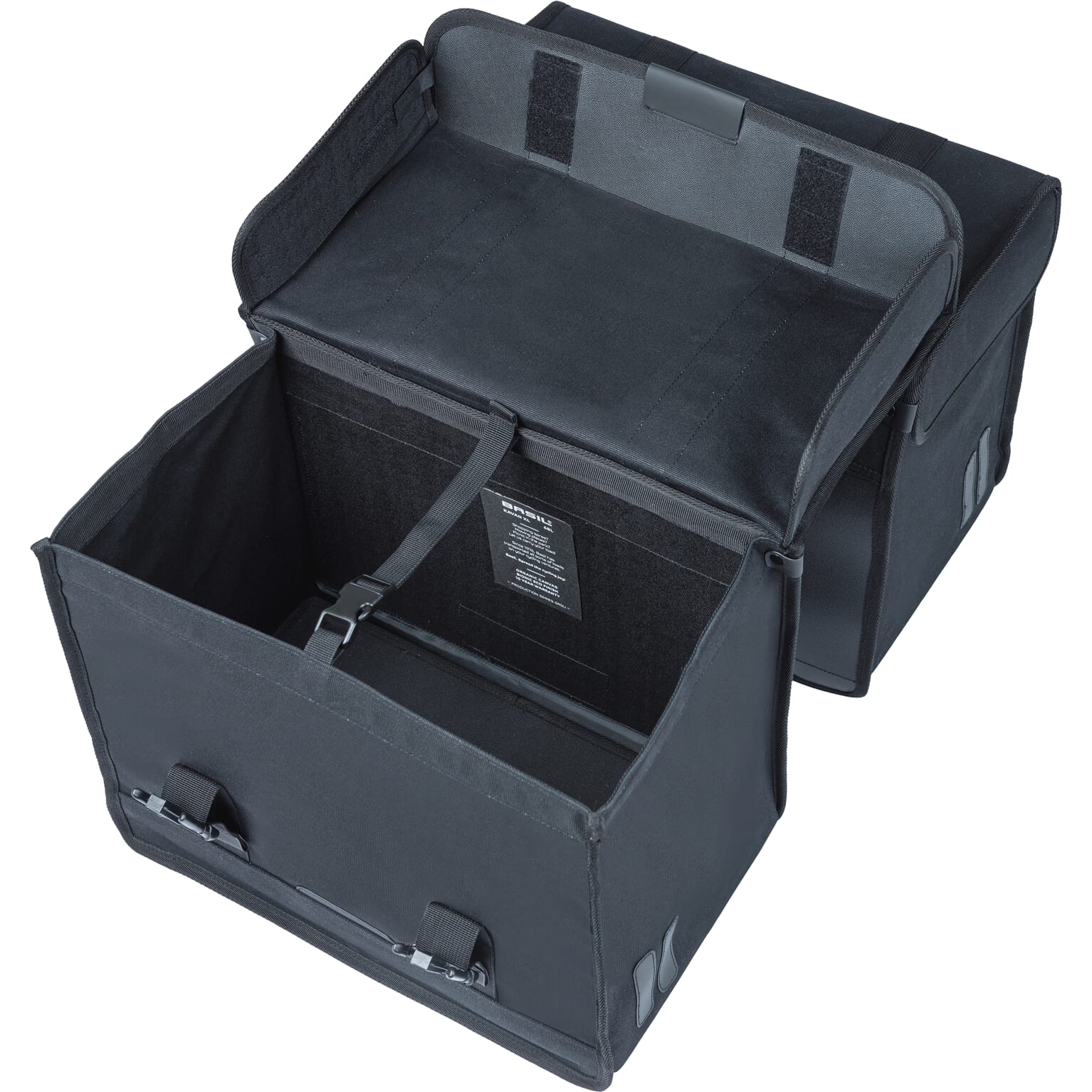 Basil Kavan Eco Classic dubbele fietstas - duurzaam organisch canvas - zwart - 68L