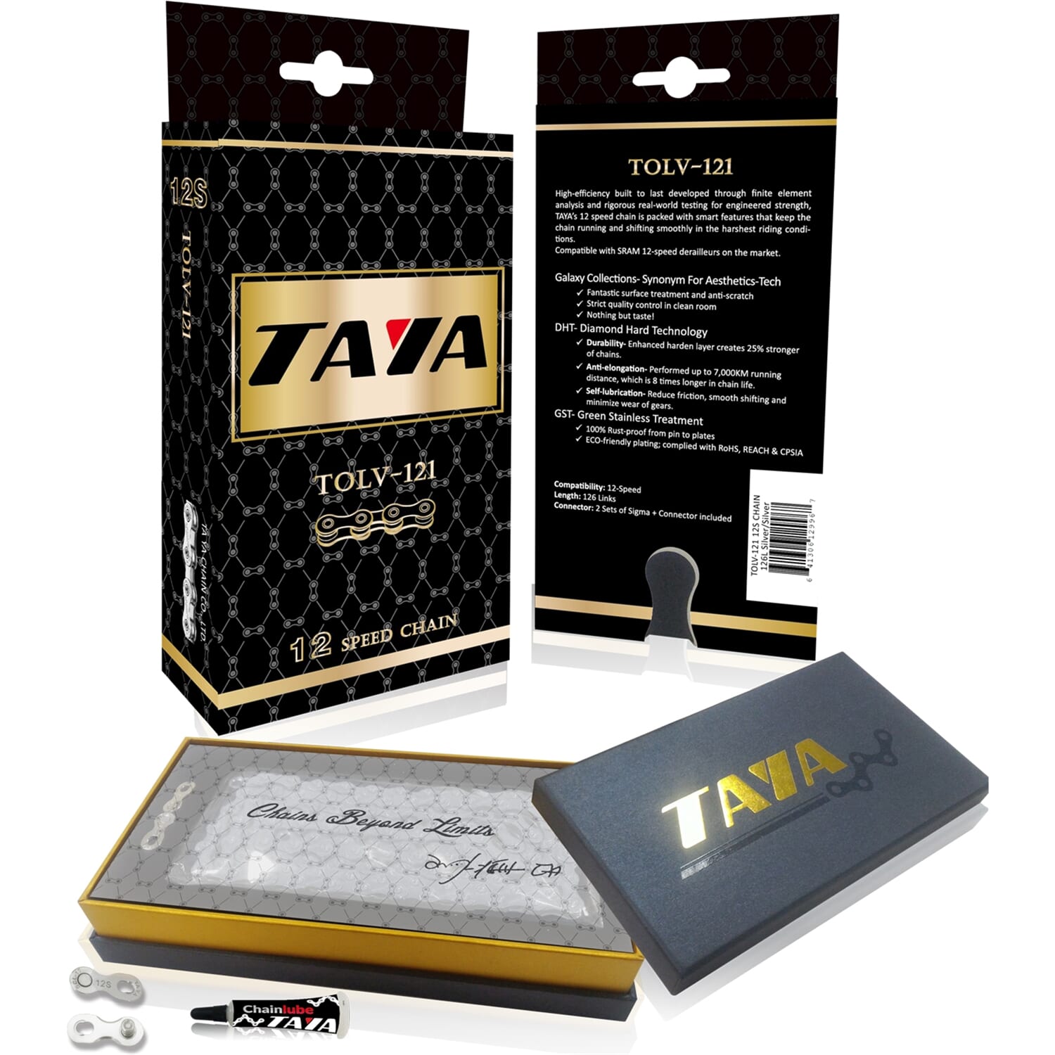 Taya ketting tolv-121 1 2x5 64x126, 12 speed, zilver