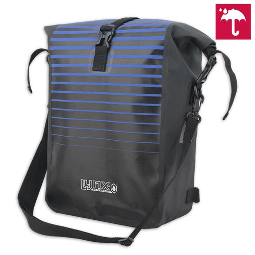 Lynx Rugtas fietstas tpu 18l zwart blauw waterdicht e-bike