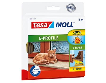 tesa tochtband - e profiel - 6m x 1.0-3.5mm - wit