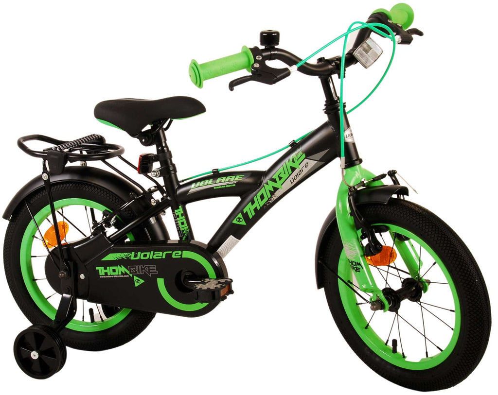 Volare Thombike Kinderfiets Jongens 14 inch Zwart Groen Twee Handremmen