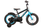 volare rocky kinderfiets - jongens - 14 inch - zwart/blauw - 95% afgemonteerd - prime collection