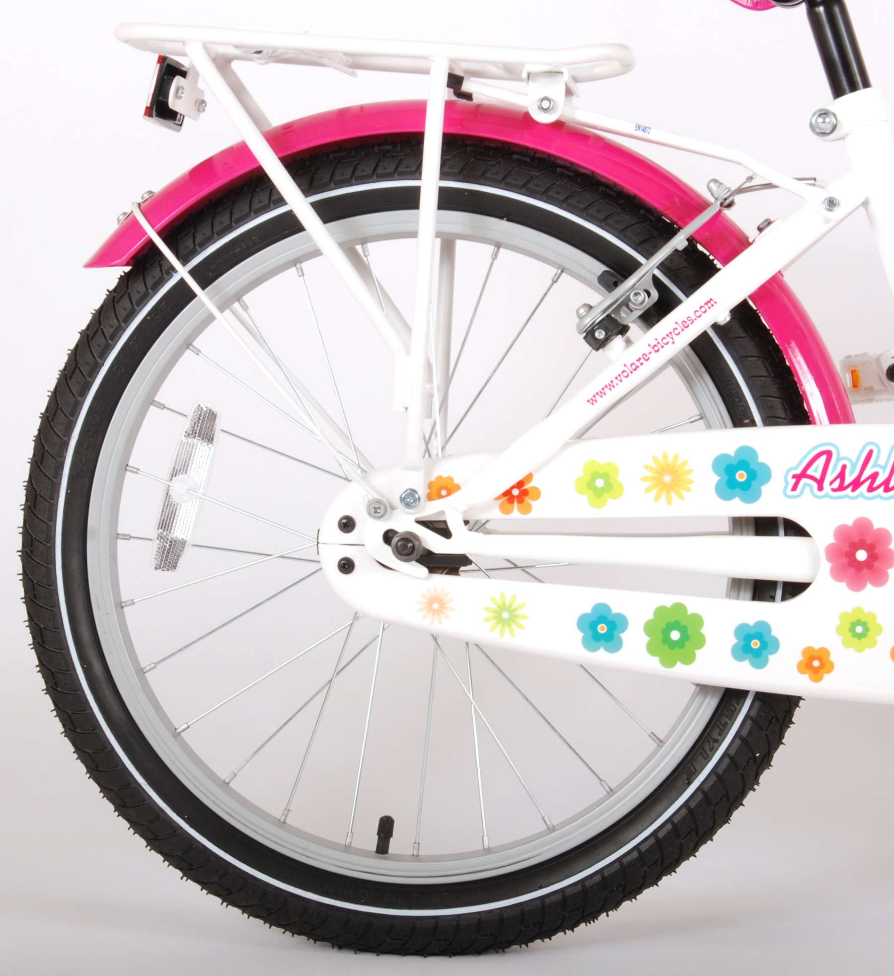 Volare Ashley Kinderfiets - Meisjes - 20 inch - Wit/Roze - twee handremmen
