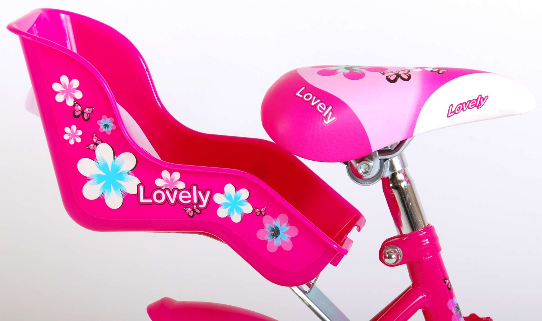 Volare Lovely Kinderfiets Meisjes 12 inch Roze Wit Twee Handremmen