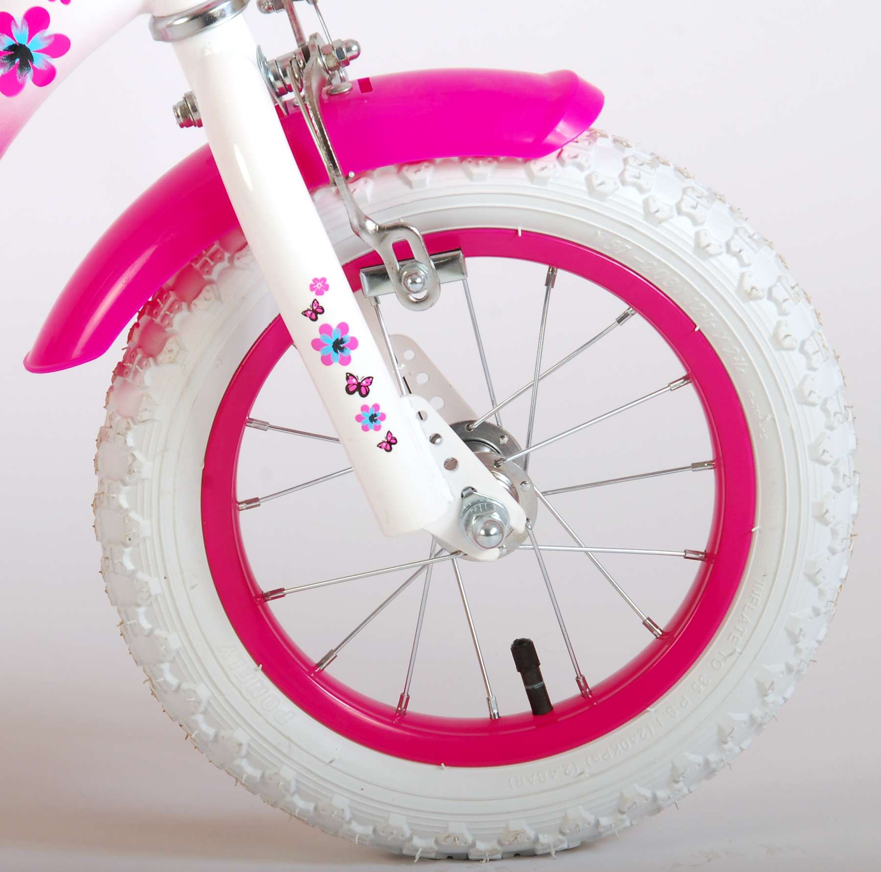 Volare Lovely Kinderfiets Meisjes 12 inch Roze Wit Twee Handremmen