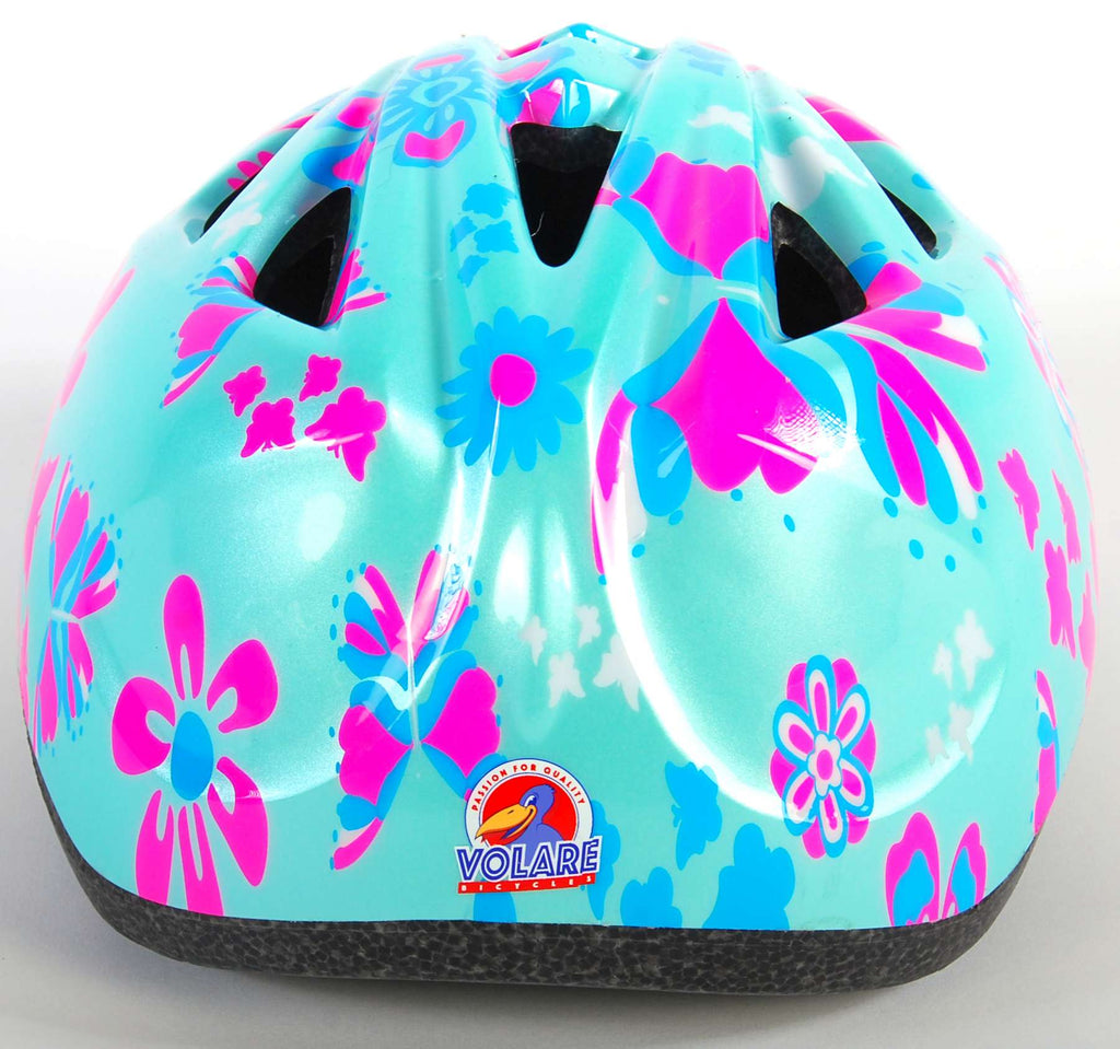 Volare kinder fietshelm - xs - blauw roze bloemetjes - 47-51 cm - extra klein model