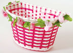 Volare Gevlochten Fietsmand Bloemen Meisjes Wit/Roze of Paars/Roze