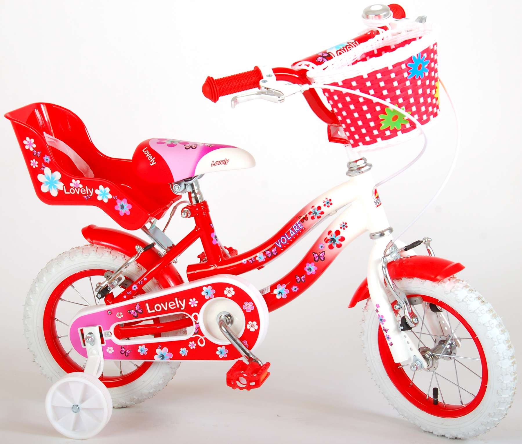 Volare Lovely Kinderfiets Meisjes 12 inch Rood Wit Twee Handremmen