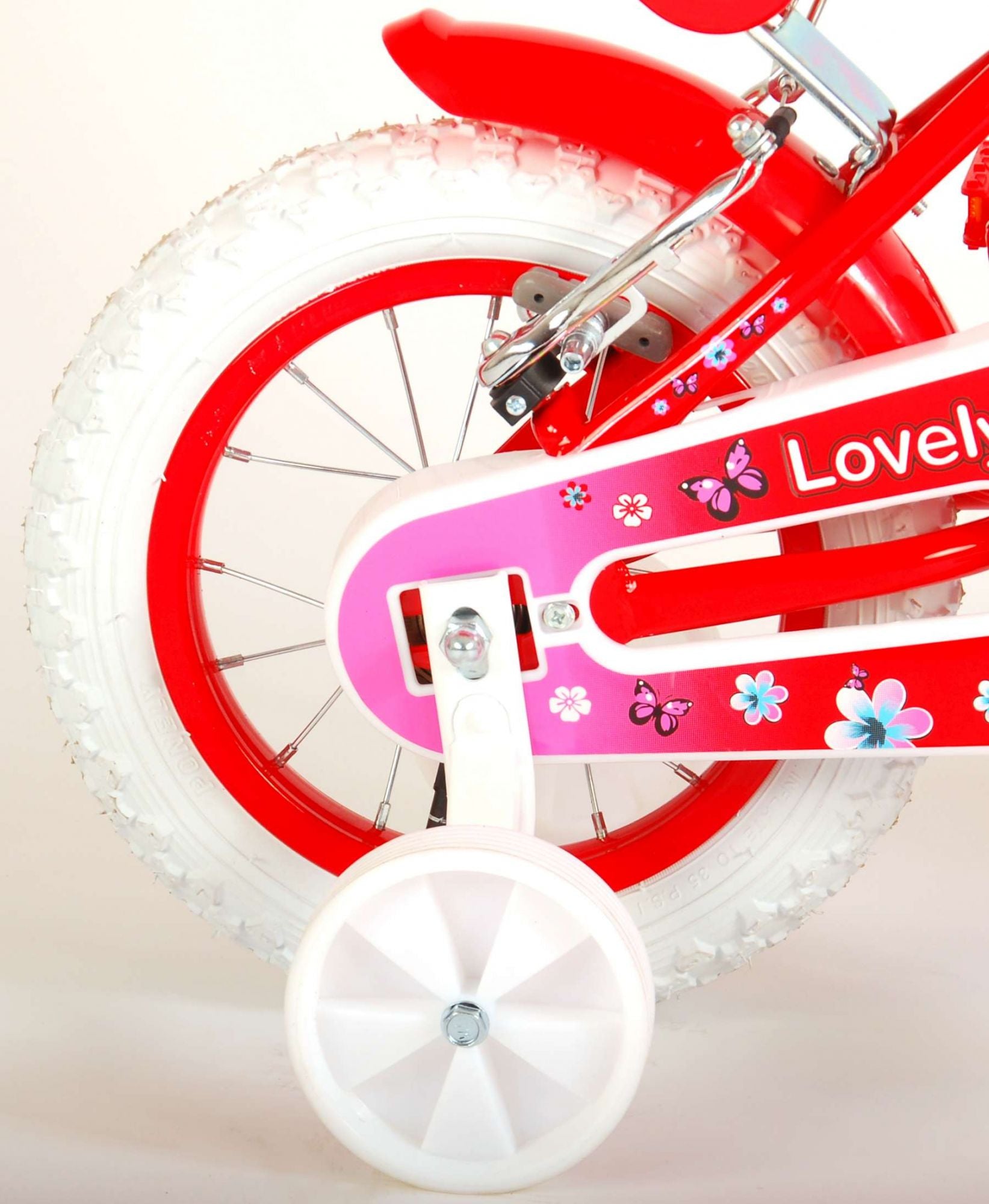 Volare Lovely Kinderfiets Meisjes 12 inch Rood Wit Twee Handremmen