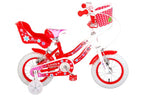Volare Lovely Kinderfiets Meisjes 12 inch Rood Wit Twee Handremmen