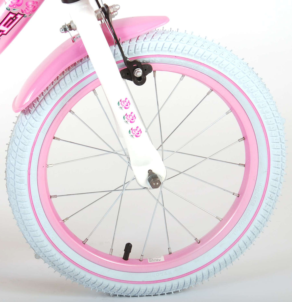 Volare Rose Kinderfiets - Meisjes - 16 inch - Roze Wit - 95% afgemonteerd