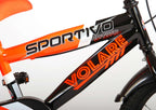 Volare Sportivo Kinderfiets Jongens 16 inch Neon Oranje Zwart Twee Handremmen 95% afgemonteerd