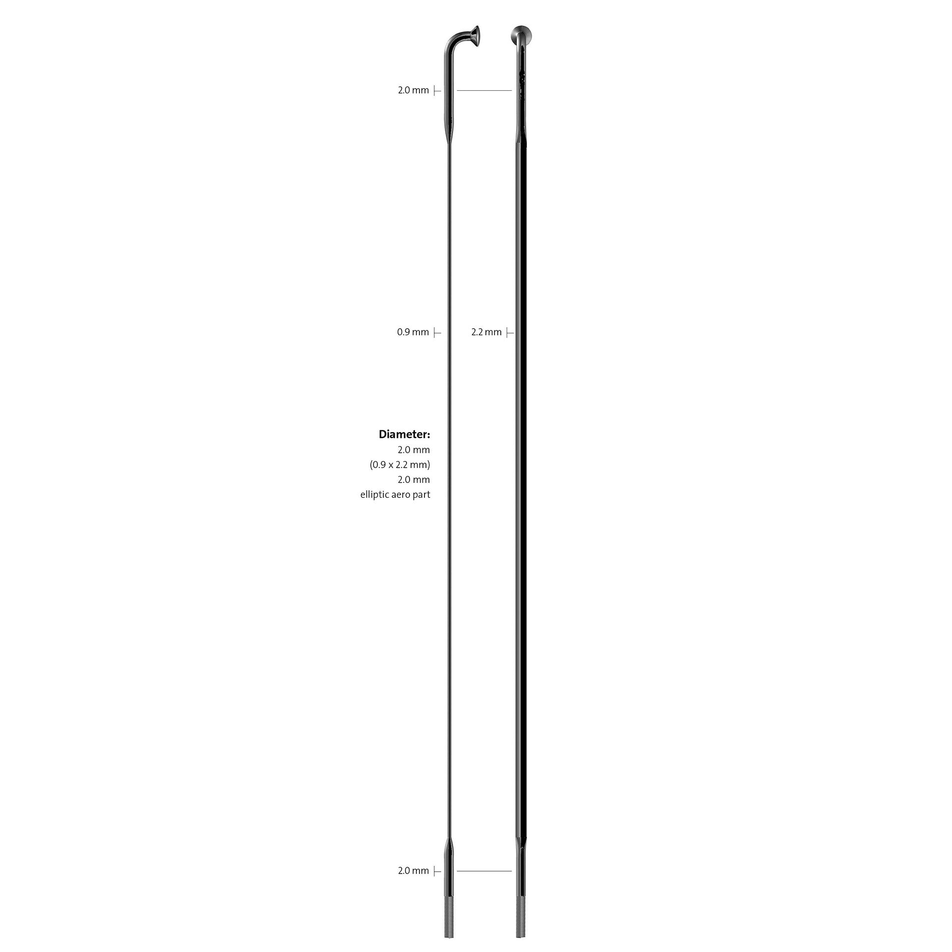 Sapim spaak 14-214 CX-Ray plat zwart met nippel (20st)