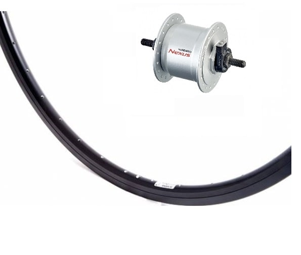 Voorwiel 28 alu zwart hoge velg