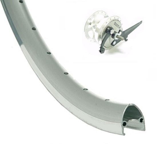 Voorwiel 28 alu zilver hoge velg