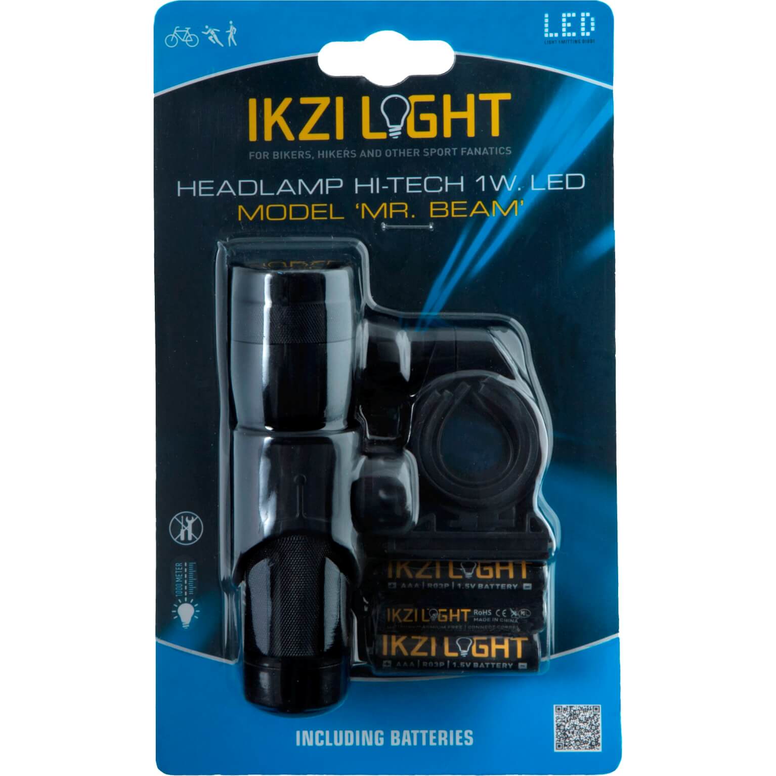 Ikzi Light koplamp Mr Beam 1w led batterij stuurbocht