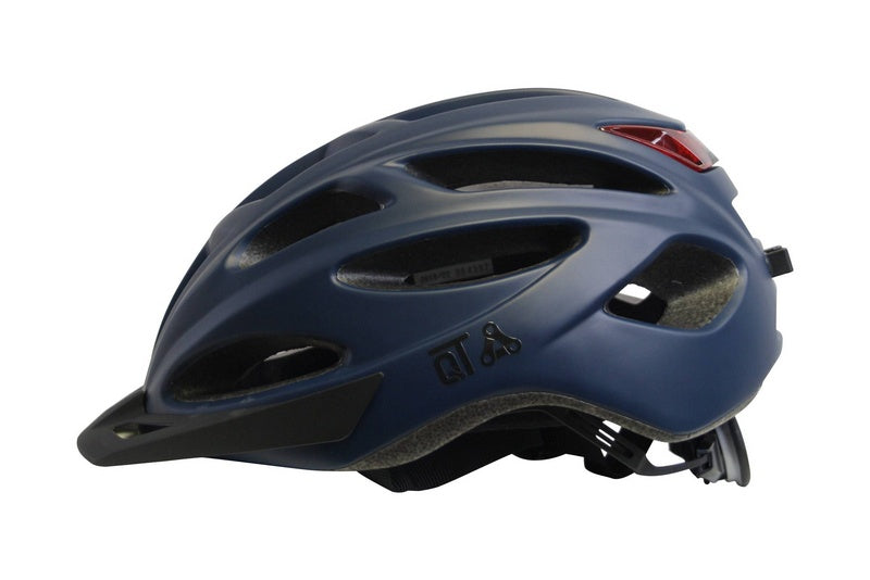 qt cycle tech helm urban 52-58 cm mat blauw led verlichting 2810378