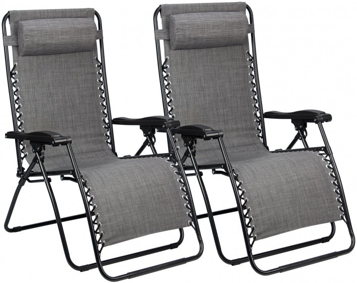 campingstoelen Chaise Longue IV grijs 2 stuks