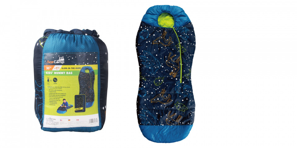 slaapzak glow-in-the-dark junior 166 cm blauw