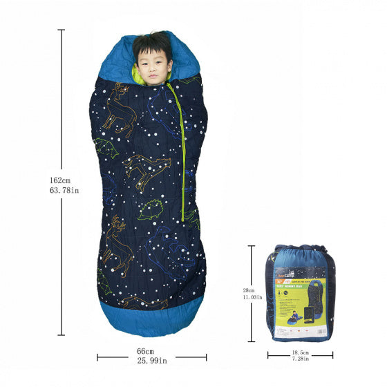 slaapzak glow-in-the-dark junior 166 cm blauw