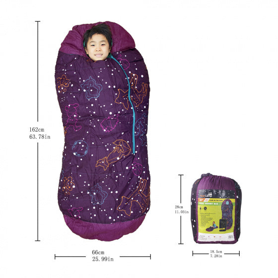 slaapzak glow-in-the-dark junior 166 cm paars