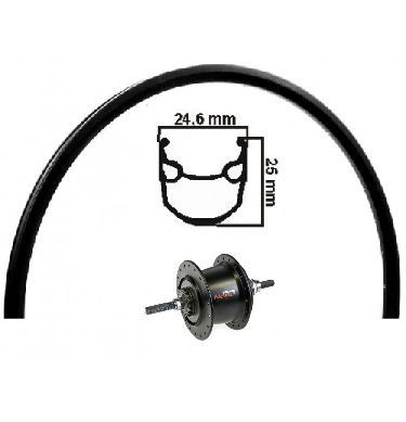 Kgs achterwiel 28inch (622) velg en spaak zwart nexus7 rb zwart